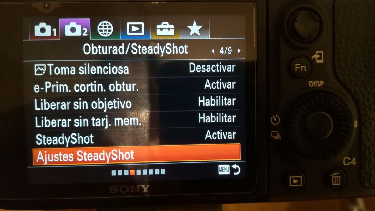 Paso 1 -  Ajustar SteadyShot