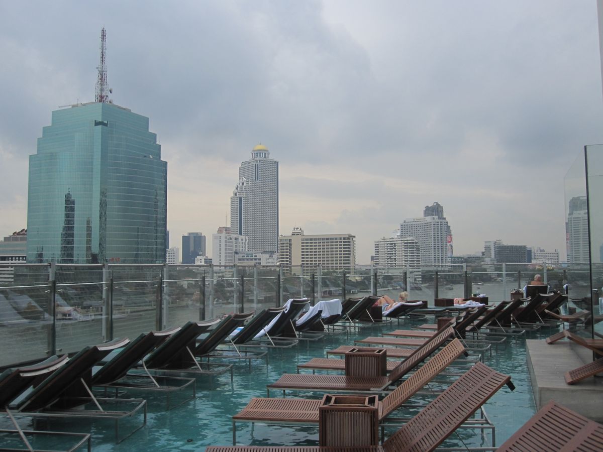 Great view at the city of Bangkok from the pool of the Hilton Hotel.